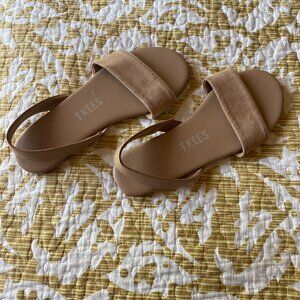 TKEES Nude Suede Slide Sandals Slingback Size 6
